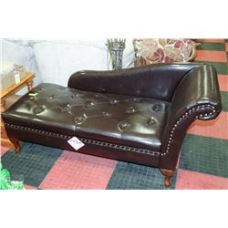 NEW BROWN LEATHERETTE STORAGE CHAISE LOUNGE CHAIR