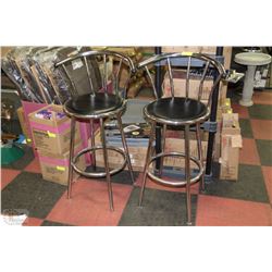 2 CHROME AND BLACK BAR STOOLS