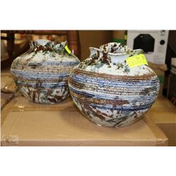 MATCHING PORCELAIN DECORATIVE ETCHED VASES