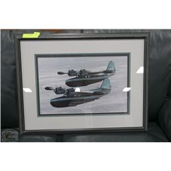 TWIN PLANE DOUBLE MATTED FRAMED PICTURE