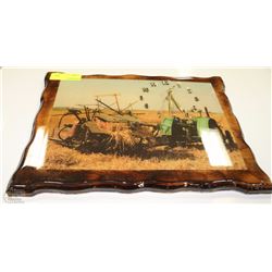 WOOD WALL PLAQUE FARM TRACTOR CLOCK