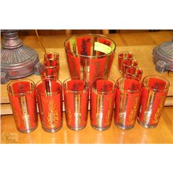 ESTATE VINTAGE ICE BUCKET WITH 6 GLASSES AND 6