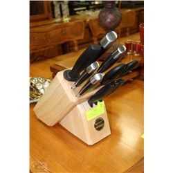 10PC KITCHEN-AID BUTCHER BLOCK COMPLETE KNIFE SET