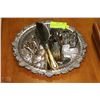 Image 1 : SILVER UTENSILS, SALT & PEPPER SHAKERS, & TRAY