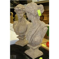 PAIR OF LARGE MAN AND WOMAN  BUSTS 22" HIGH
