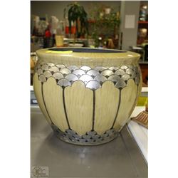 GREEN AND GOLD LEAF PLANTER 12"HIGH X14"