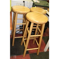 LOT OF 3 SWIVEL COUNTER HEIGHT STOOLS 30"H