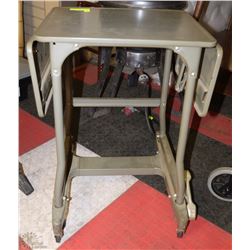 ANTIQUE METAL STAND WITH BUTTERFLY TABLES ON