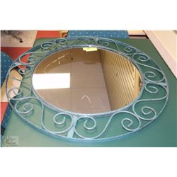 ROUND MIRROR WITH WROUGHT IRON FRAME 31"