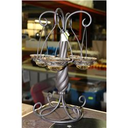 PARTYLITE BLACK METAL CANDLE/SCENT STAND W/ GLASS