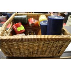 SHOWHOME CANDLE DISPLAY & PILLAR CANDLES IN WICKER