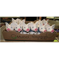 FLAT OF WOODEN HAND PAINTED PIGS