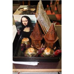 FLAT WITH DAVINCI PHOTO DECOR BOOKS,PAINTED WOODEN