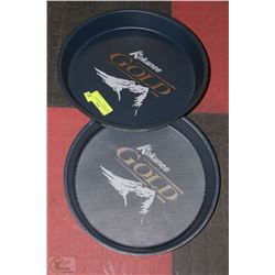 TWO KOKANEE GOLD SERVING TRAYS