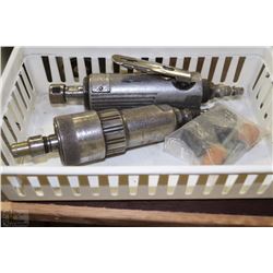 WHITE PLASTIC CONTAINER W/2 DIE GRINDERS