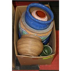 BOX OF CERAMIC AND MORE PLANT POTS