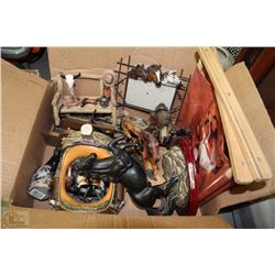 BOX OF ASSORTED HORSE FIGURINES & COLLECTIBLES