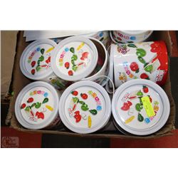 LOT OF 6 WOODEN VEGETABLE BUCKETS -TEACHES KIDS