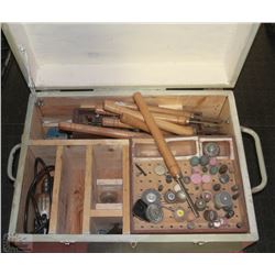 HEAVY DUTY WOOD BOX WITH WOODWORKING TOOLS
