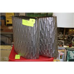 PAIR OF SILVER DECORATIVE VASES