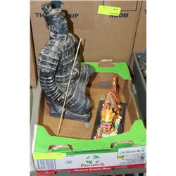 FLAT WITH JAPANESE FIGURINE AND DRAGON ORNAMENT