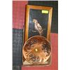 Image 1 : COPPER SIGNED PLATE AND COPPER PARROT FRAMED