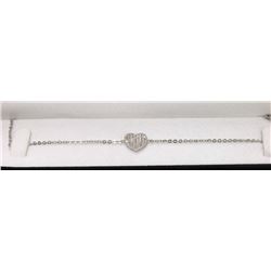#44-STERLING SILVER CZ HEART BRACELET