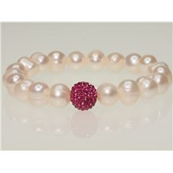 #49-FRESHWATER PEARL FLEXIBLE SIZE BRACELET