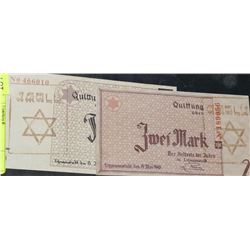 REPLICA  JEWISH GHETTO BANK NOTES 5 AND 2 MARK