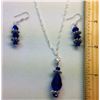 Image 1 : HAND SET COBALT BLUE SWAROVSKI PENDANT & EARRINGS