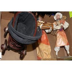 MEXICAN PAPER DOLL FIGURINES WITH CARRIAGE