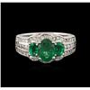 Image 2 : 14KT White Gold 1.06ctw Emerald and Diamond Ring