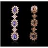 Image 2 : 14KT Rose Gold 5.16ctw Tanzanite and Diamond Earrings