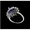 Image 3 : 4.01ct Tanzanite and Diamond Ring - Platinum