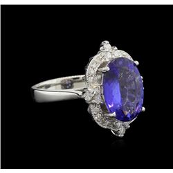 4.41ct Tanzanite and Diamond Ring - 14KT White Gold