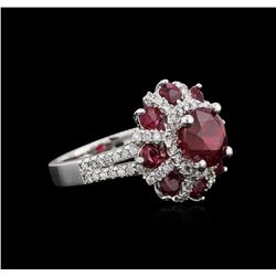 14KT White Gold 4.24ctw Ruby and Diamond Ring