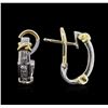 Image 2 : 14KT Two-Tone Gold 0.22ctw Diamond Earrings