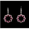 Image 1 : 3.50ctw Ruby and Diamond Earrings - 18KT White Gold