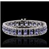 Image 1 : 14KT White Gold 19.75ctw Tanzanite and Diamond Bracelet