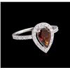 Image 1 : 1.35ct Tourmaline and Diamond Ring - 14KT White Gold