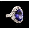 Image 1 : 18KT White Gold 7.65ct Tanzanite and Diamond Ring