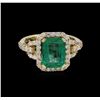 Image 2 : 2.61ct Emerald and Diamond Ring - 14KT Yellow Gold