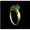 Image 4 : 0.80ct Emerald and Diamond Ring - 14KT Yellow Gold