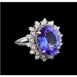 7.40ct Tanzanite and Diamond Ring - 14KT White Gold