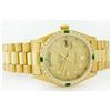 Image 2 : Rolex President 18KT Gold 1.00ctw Diamond And Emerald DayDate Men's Watch