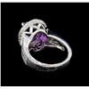 Image 3 : 4.77ct Amethyst and Diamond Ring - 14KT White Gold
