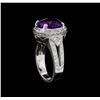 Image 4 : 4.77ct Amethyst and Diamond Ring - 14KT White Gold