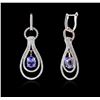 Image 2 : 14KT Two-Tone Gold 2.64ctw Tanzanite and Diamond Earrings