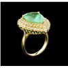 Image 4 : GIA Cert 9.78ct Emerald and Diamond Ring - 14KT Yellow Gold