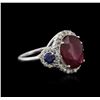 Image 1 : 14KT White Gold 4.90ct Ruby, Sapphire and Diamond Ring